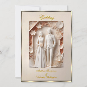 Cream Vintage Origami style Wedding Beautiful Invitation