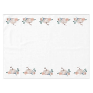 Cream watercolor pumpkin floral baby shower tablecloth