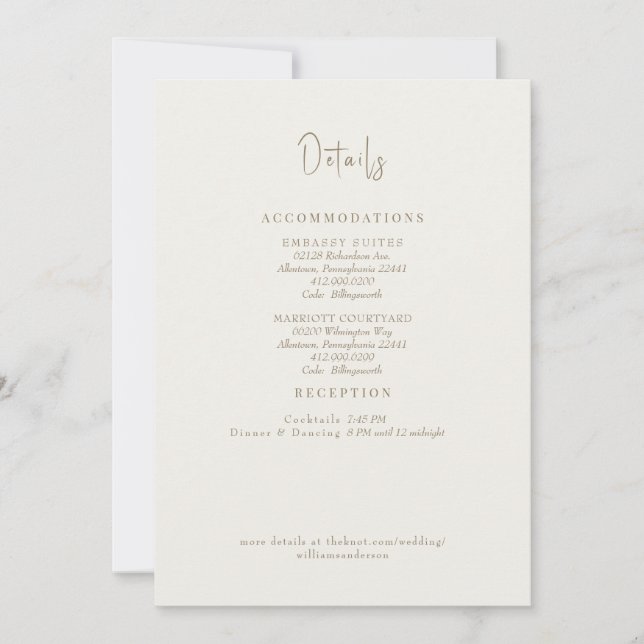 Cream Wedding Details Fall Foliage Enclosure Invitation (Front)