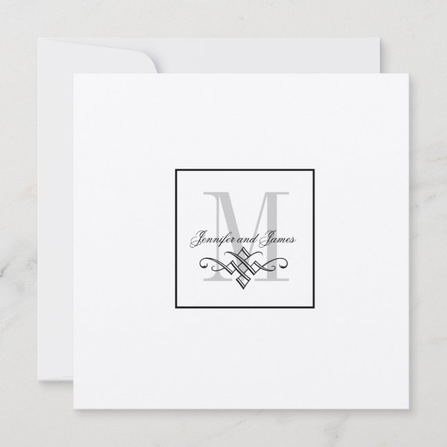 Cream Wedding Logo Invitations Monogram Names (Front)