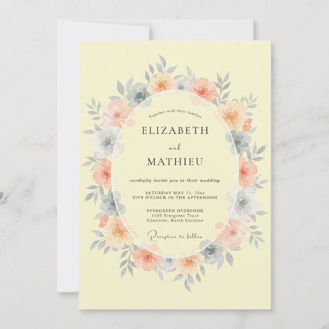 Cream Whimsical Spring Wedding Invitation (Front)