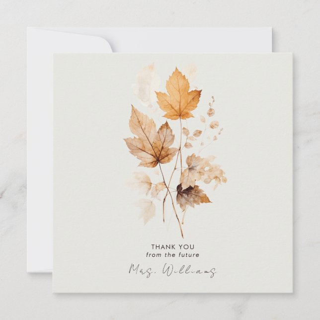 Cream Whispers of Fall Bridal Shower Thank Invitation (Front)