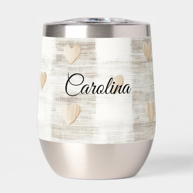 Cream White Beige Boho Hearts  (Front)