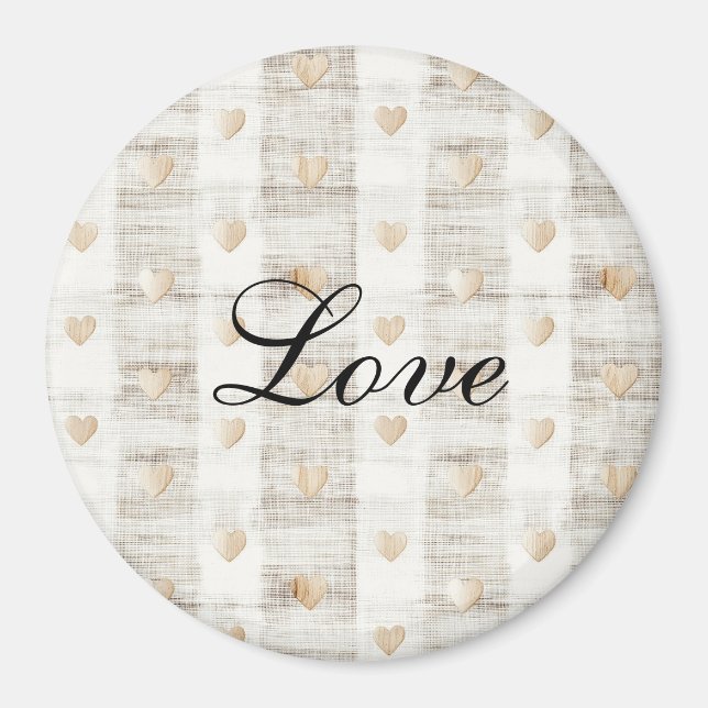 Cream White Beige Boho Hearts  Magnet (Front)