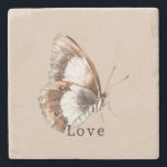 Cream White Butterfly Stone Coaster<br><div class="desc">Cream White Butterfly</div>