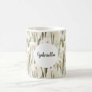 Cream White Calla Lily Floral Coffee Mug