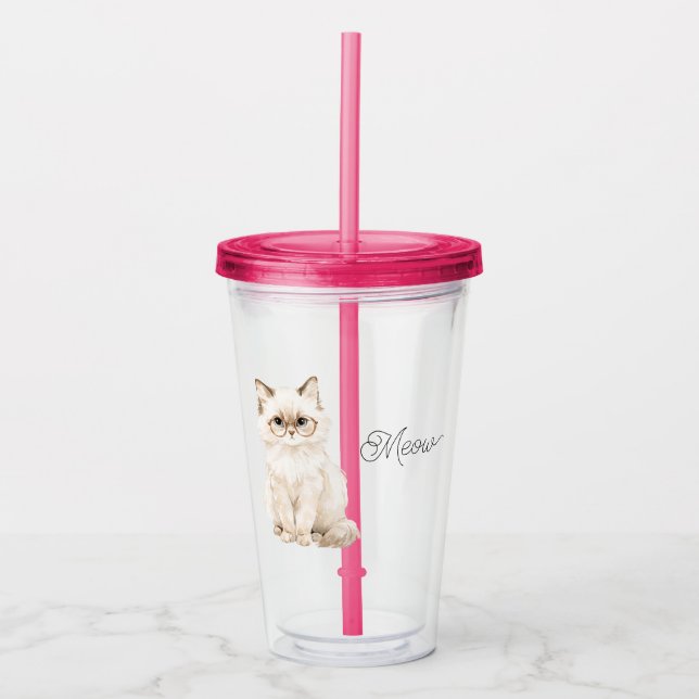 Cream White Cat Glasses Meow (Front)