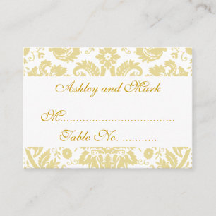 Cream White Damask Wedding Reception Place Cards