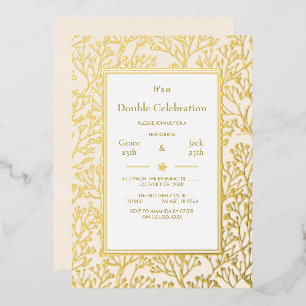 Cream White Elegant Double Celebration Birthday