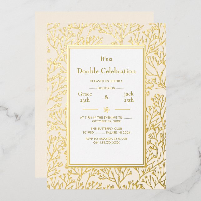 Cream White Elegant Double Celebration Birthday (Front/Back)