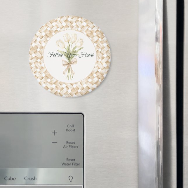 Cream White Faux Basket Weave   Magnet (In Situ (Fridge))