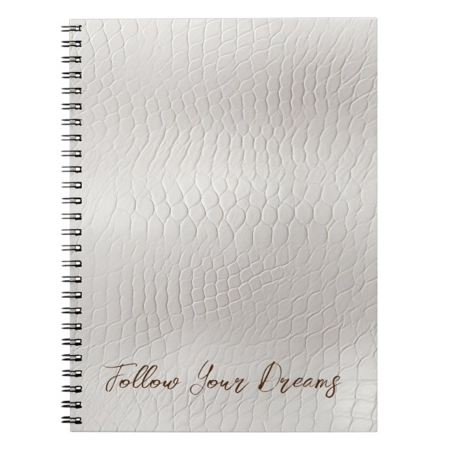 Cream White Faux Leather Notebook (Front)