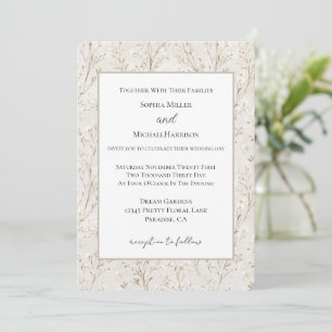 Cream White Floral Wedding Invitation