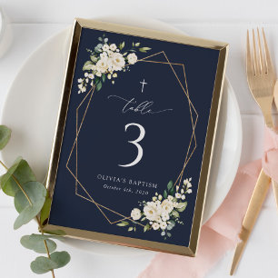 Cream White Flowers, Boho, Baptism Table Numbers