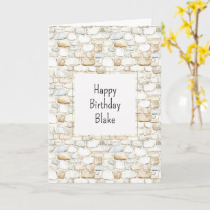 Cream White Grey Faux Stones Birthday Card
