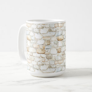 Cream White Grey Faux Stones Coffee Mug