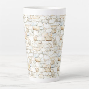 Cream White Grey Faux Stones   Latte Mug