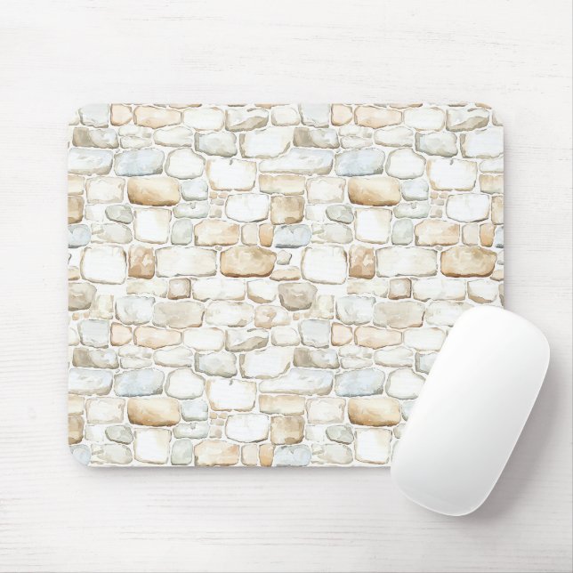 Cream White Grey Faux Stones Mouse Pad (With Mouse)