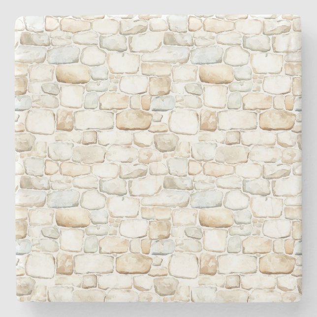 Cream White Grey Faux Stones Stone Coaster (Front)