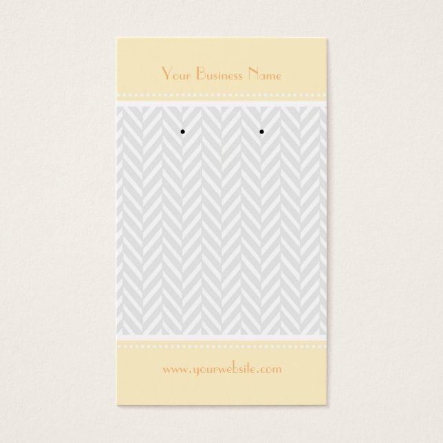 Cream White Grey Herringbone Earring Cards (Front)