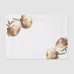 Cream & White Ranunculus Floral Wedding Tissue Paper