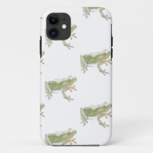 Cream White Sage Green Watercolor Frog Pattern