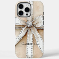 Cream White Silver Glitzy Glam Bow