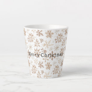 Cream White Snowflakes Christmas   Latte Mug