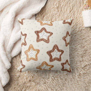 Cream White Stars Christmas Cushion