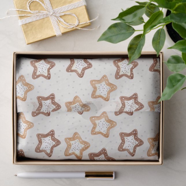 Cream White Stars Christmas Tissue Paper (Gift)