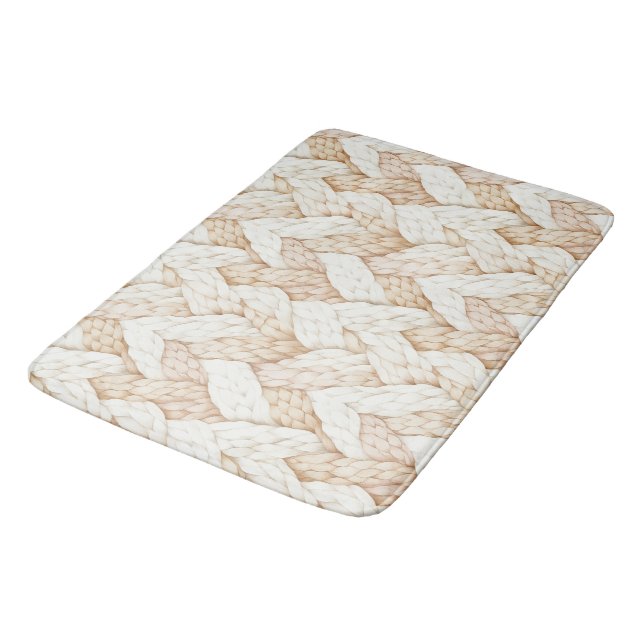 Cream White Weaves Bath Mat (Angled)