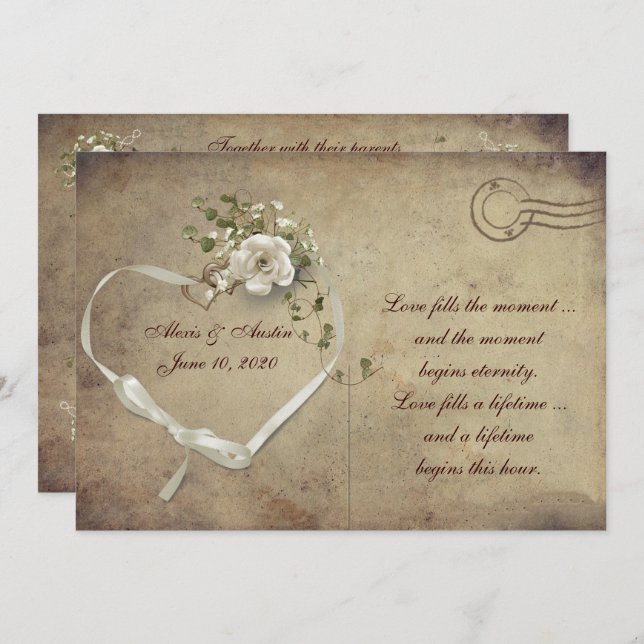cream white Wedding Rose Postcard (Front/Back)