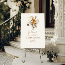 Cream Wildflower Boho Fall Wedding Welcome Sign