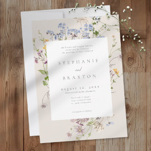 Cream Wildflower Garden Elegant Wedding Invitation