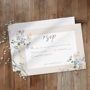 Cream Wildflower Garden Elegant Wedding RSVP Card