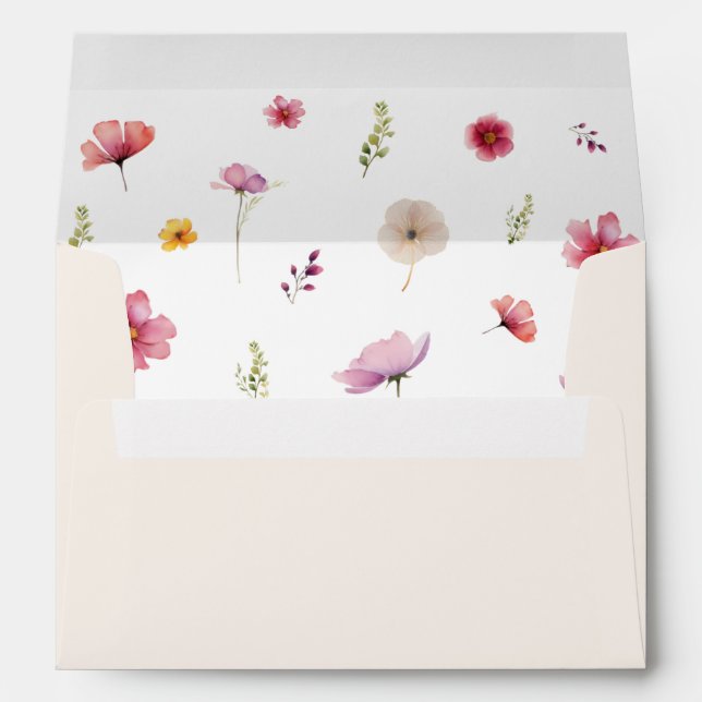 Cream Wildflower Wedding Envelope (Back (Bottom))