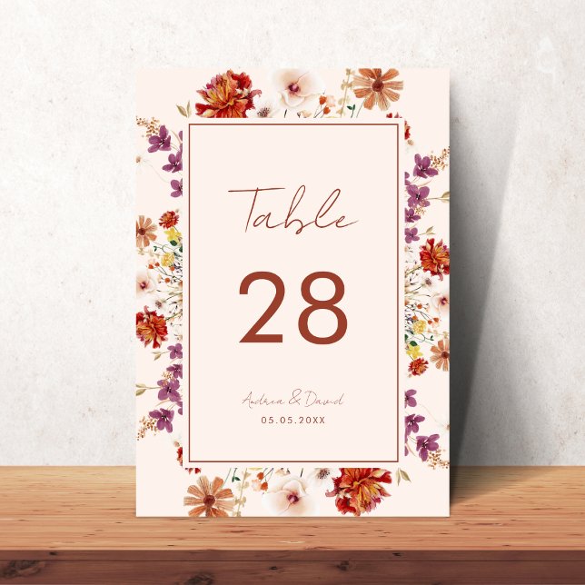 Cream Wildflowers Floral Botanical Boho Wedding    Table Number (Creator Uploaded)