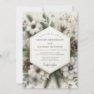 Cream Winter Bloom Wedding Invitation