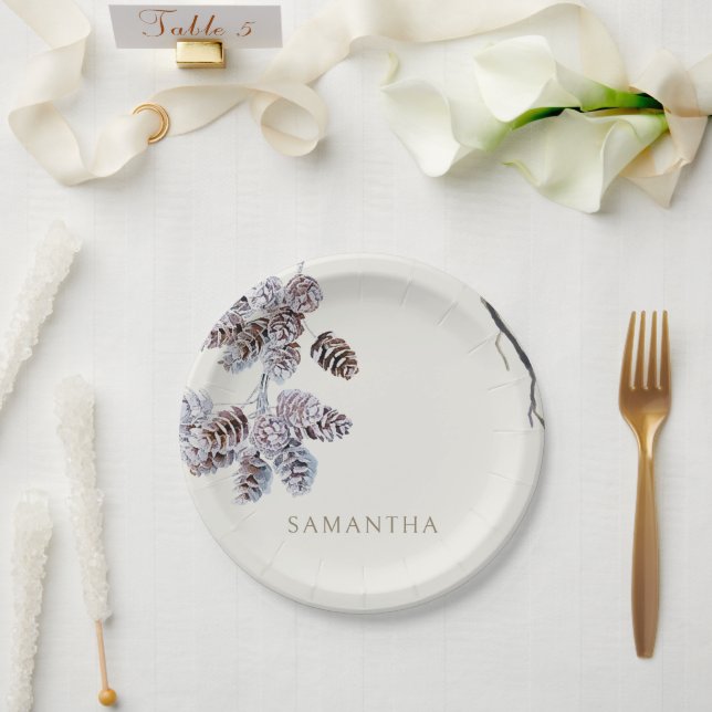 Cream Winter Personalised Shower Paper Plate (Wedding)