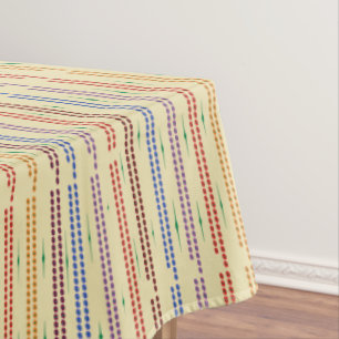 Cream with dotted stripes in many colours tablecloth