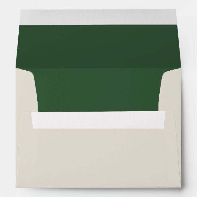 Cream with Green Liner | Personalised Envelope (Back (Bottom))