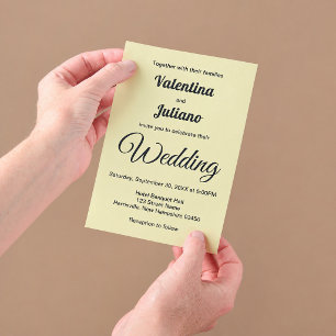 Cream with Slate Text Vellum Wedding Invitation