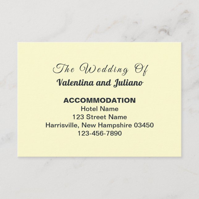 Cream With Slate Text Wedding Accommodation Enclosure Card (Front)