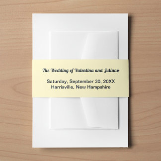 Cream With Slate Text Wedding Invitation Belly Band