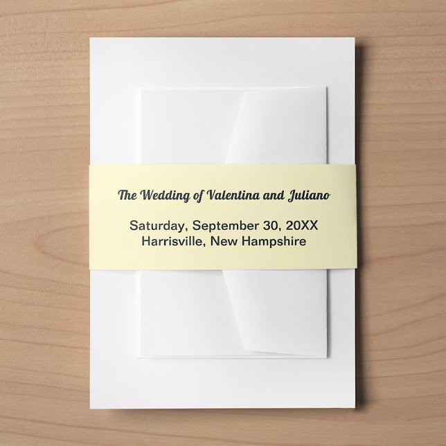 Cream With Slate Text Wedding Invitation Belly Band (Creator Uploaded)
