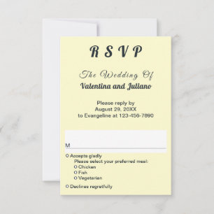 Cream With Slate Typography Portrait Wedding RSVP