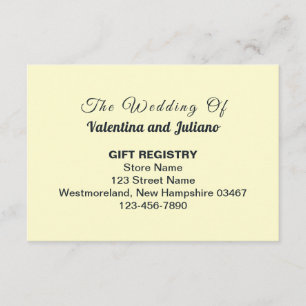 Cream With Slate Typography Wedding Gift Registry Enclosure Card