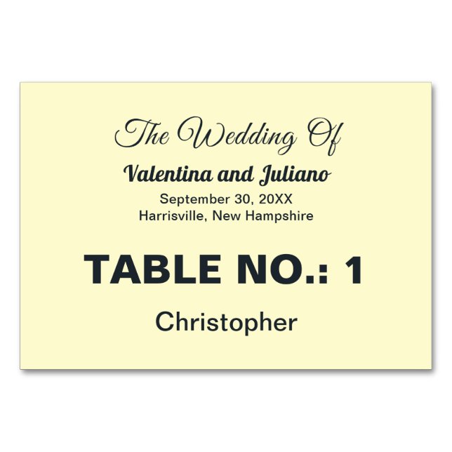 Cream with Slate Wedding Table Number (Front)