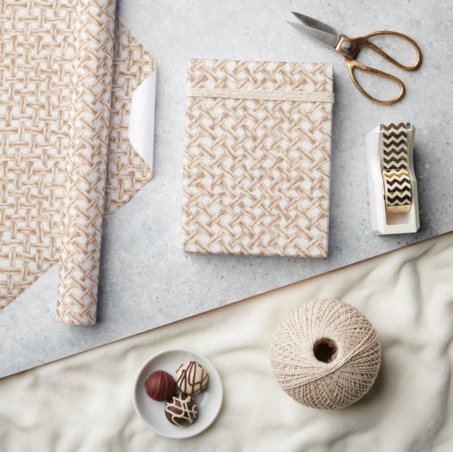 Cream Woven Basket   Wrapping Paper (Crafts)