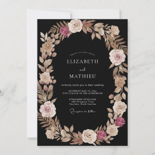 Cream Wreath Floral Romance Wedding Invitation